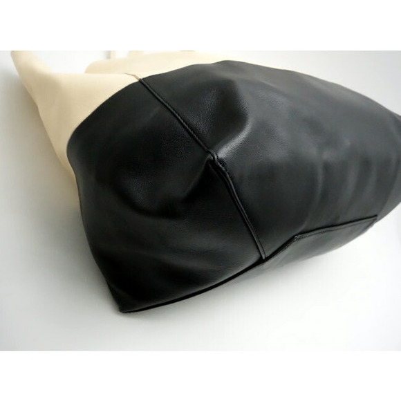 Celine Tote Bag Horizontal Cover Lambskin Beige Black - Picture 6 of 7